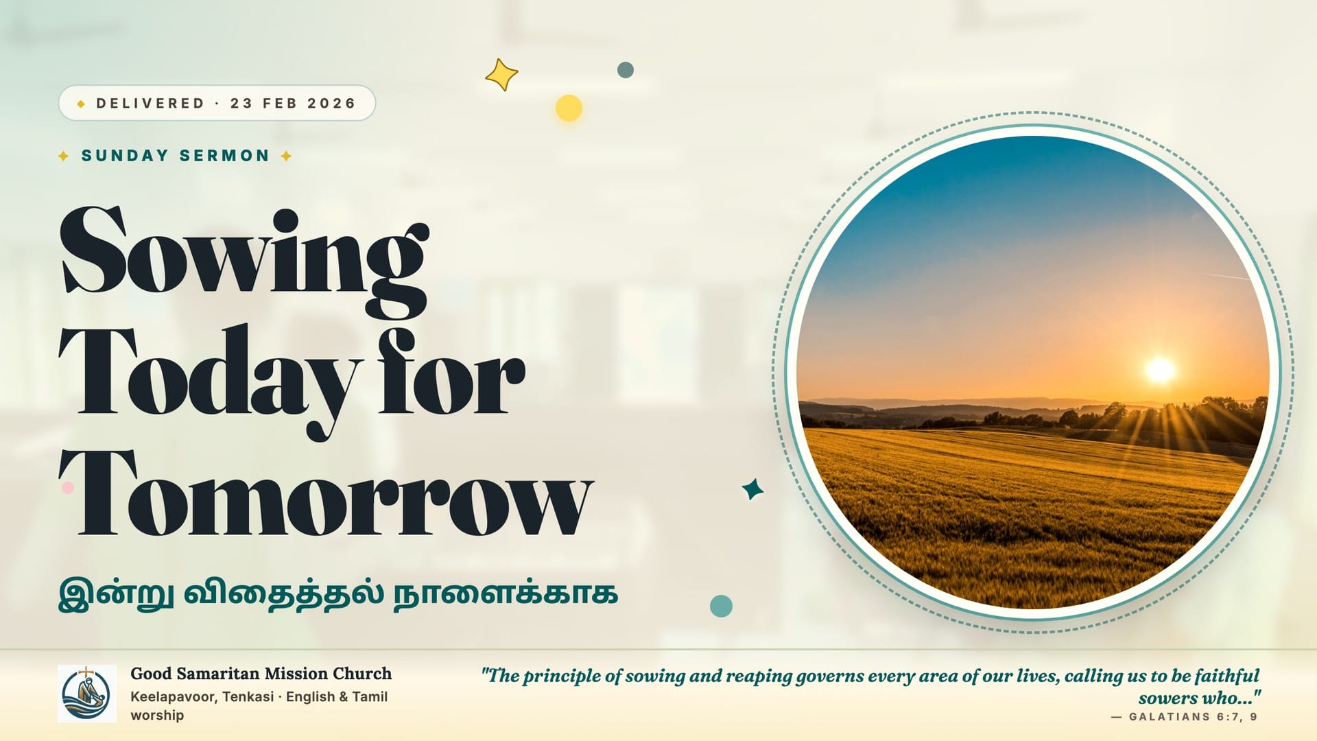 Sowing Today for Tomorrow